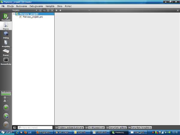 nowy projekt programu qt creator